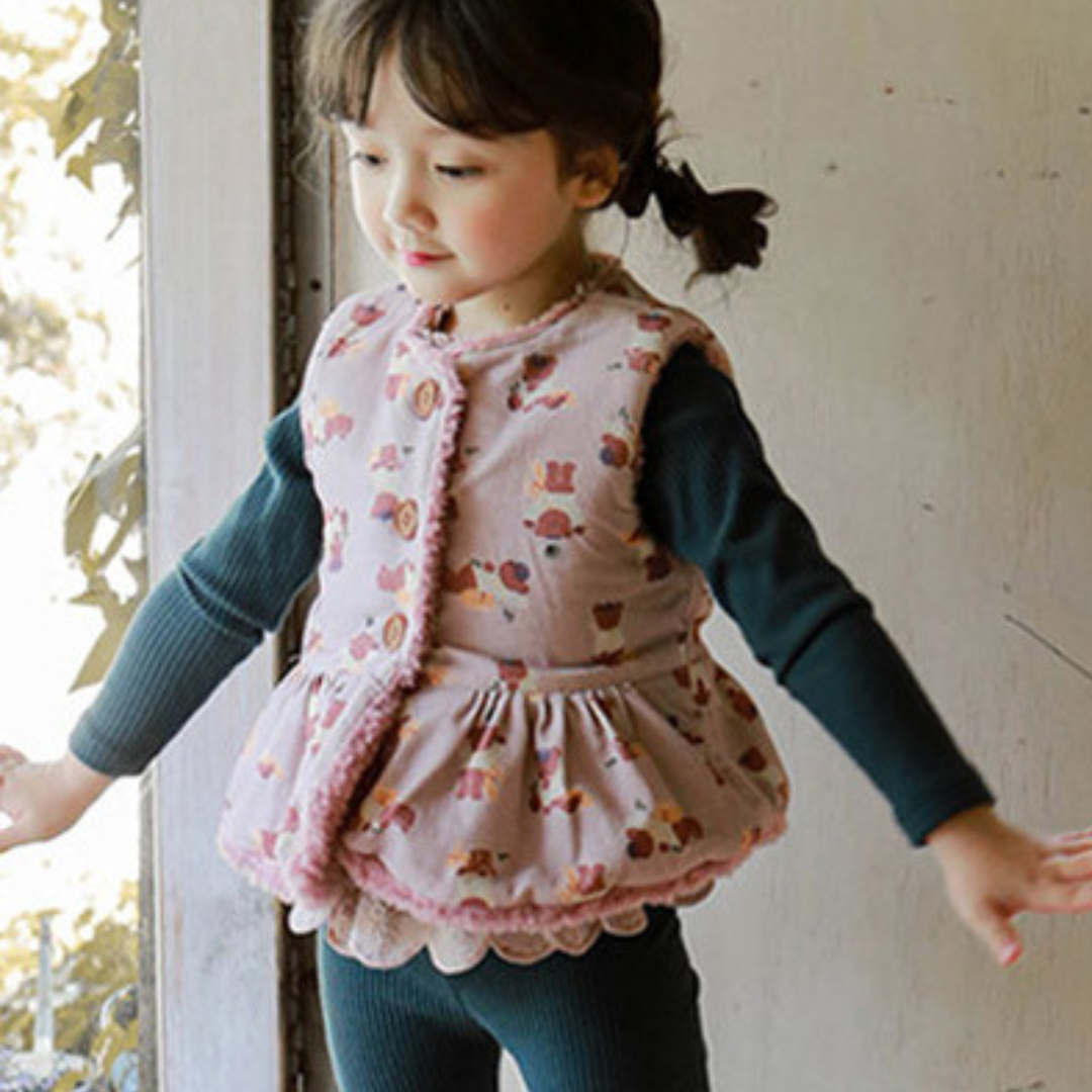 リバーシブルボアフリルベスト ピンク