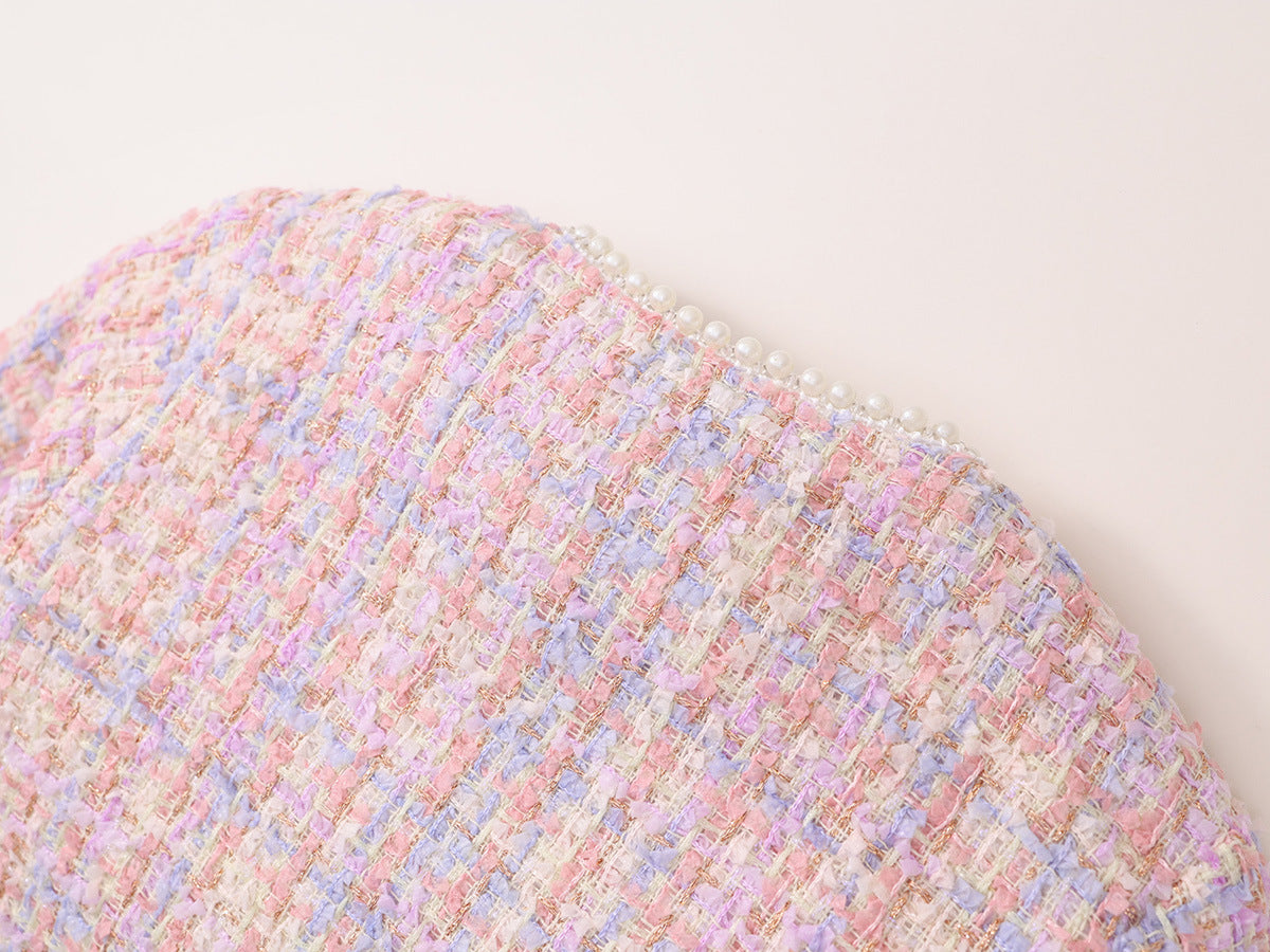 パステルツイードジャケット&スカートセット(中綿入り・厚手仕様)