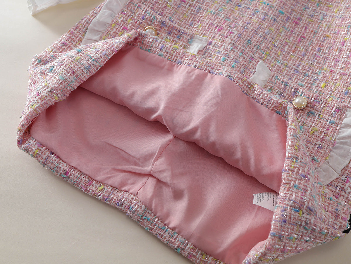 フリルカラー ツイードキッズワンピース 裏側ディテール