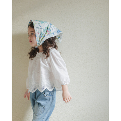 [90~140]スカラップ刺繍ブラウス