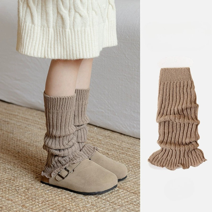 くしゅっとリブレッグウォーマー｜3色展開（グレー／モカベージュ／ホワイト）