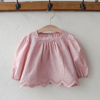 [90~140]スカラップ刺繍ブラウス