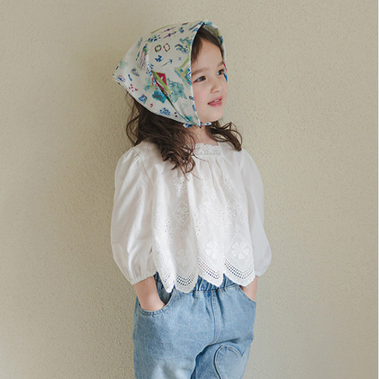 [90~140]スカラップ刺繍ブラウス