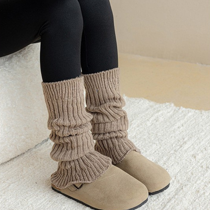 くしゅっとリブレッグウォーマー｜3色展開（グレー／モカベージュ／ホワイト）