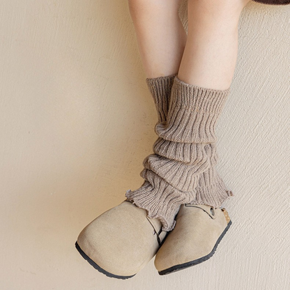 くしゅっとリブレッグウォーマー｜3色展開（グレー／モカベージュ／ホワイト）