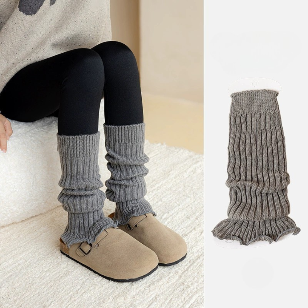 くしゅっとリブレッグウォーマー｜3色展開（グレー／モカベージュ／ホワイト）