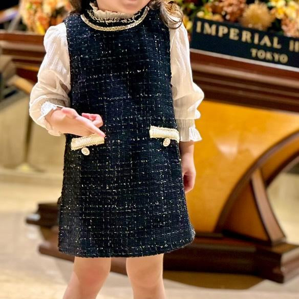 クラシックツイードドレスセット ブラック 子供服 子ども服 こども服
