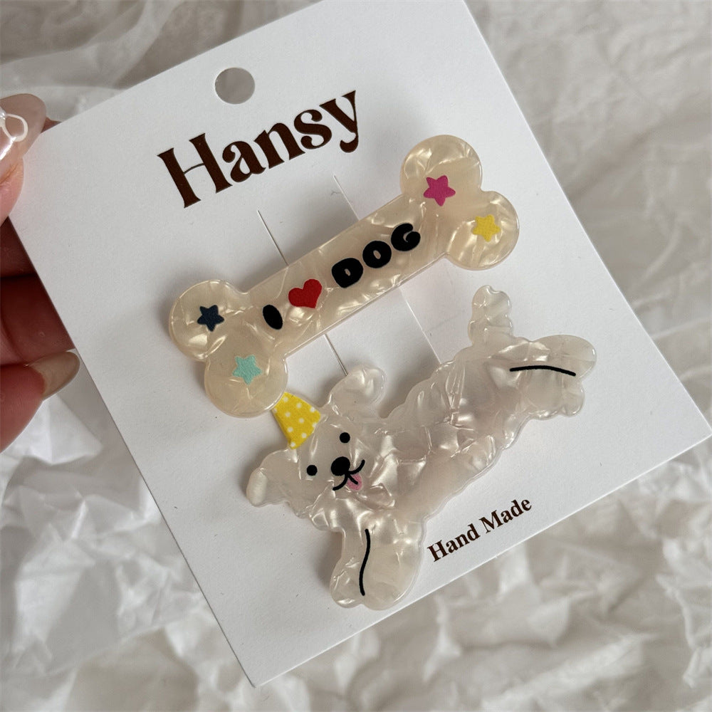 アニマルモチーフ ヘアクリップ2個セット（犬・猫）