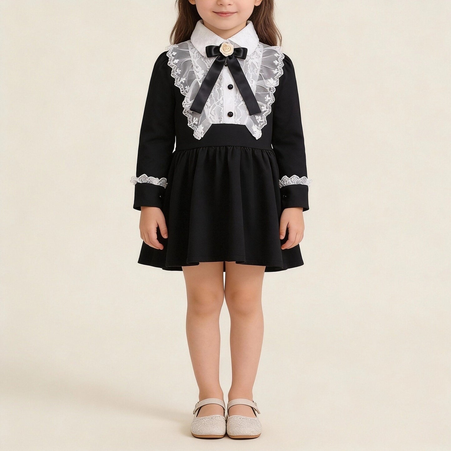 [90~140]レースカラー フォーマルワンピース