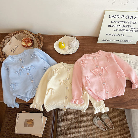 [90~120]リボン付きガーリーカーディガン