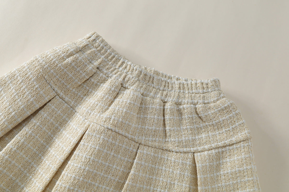 [90~120]ツイード ジャケット＆プリーツスカート セットアップ