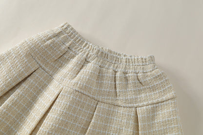 [90~120]ツイード ジャケット＆プリーツスカート セットアップ