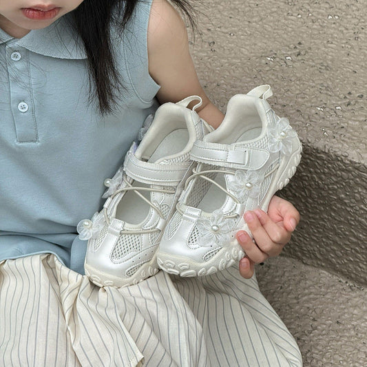 [16~18]メッシュ フラワーストラップスニーカー