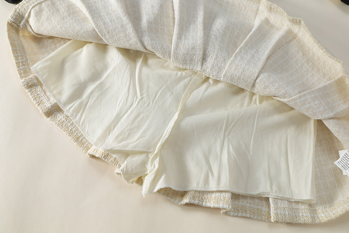 [90~120]ツイード ジャケット＆プリーツスカート セットアップ