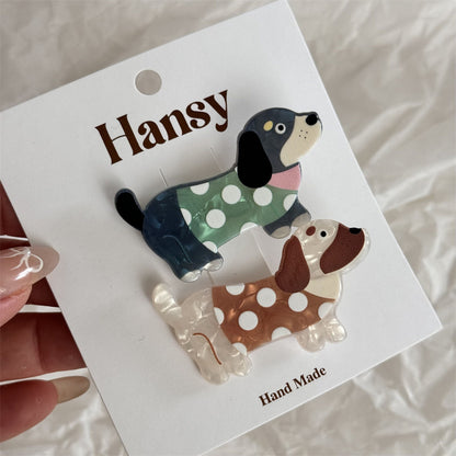 アニマルモチーフ ヘアクリップ2個セット（犬・猫）