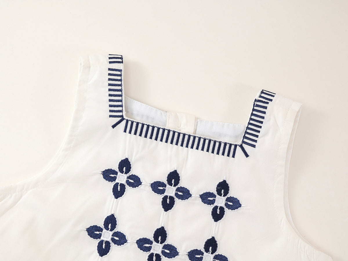 [90~140]フラワー刺繍 サマースカートセットアップ