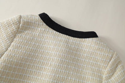 [90~120]ツイード ジャケット＆プリーツスカート セットアップ