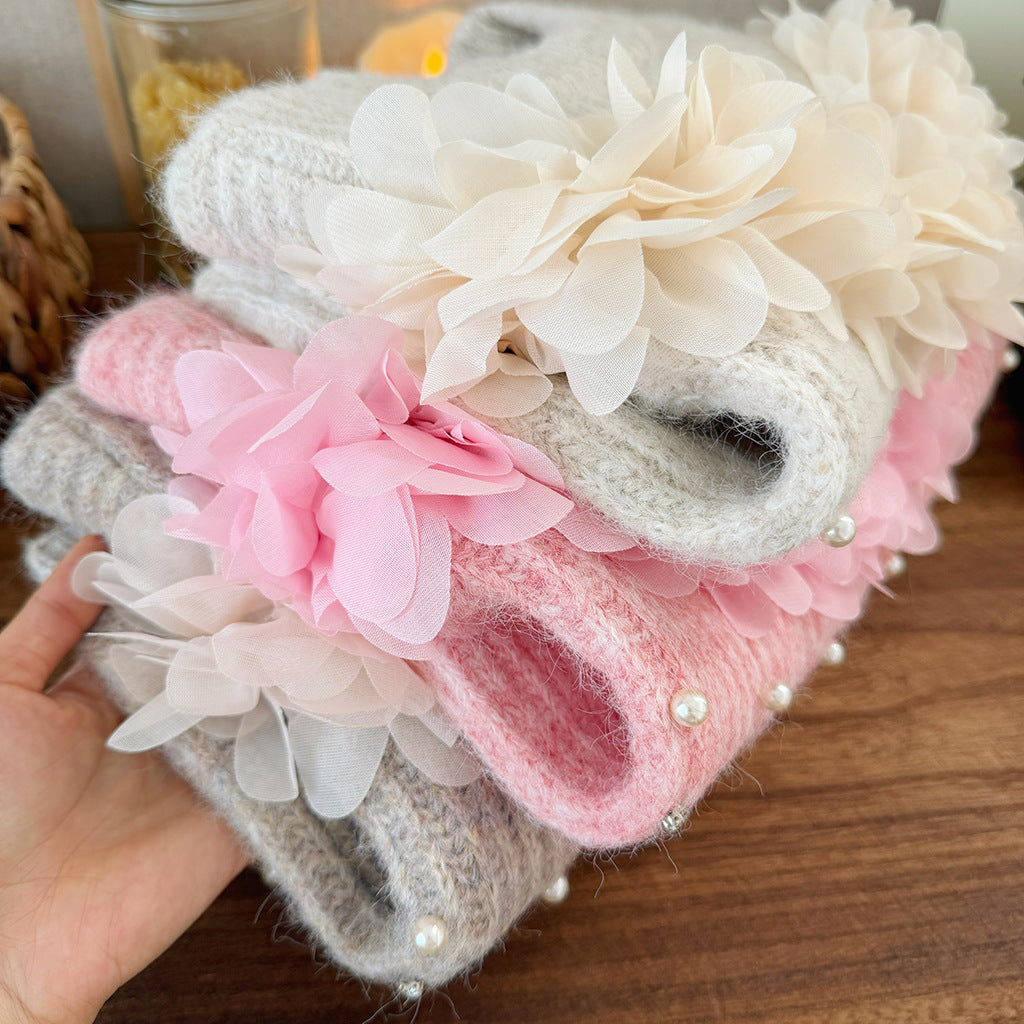 [90~120]フラワーチュールニットトップス