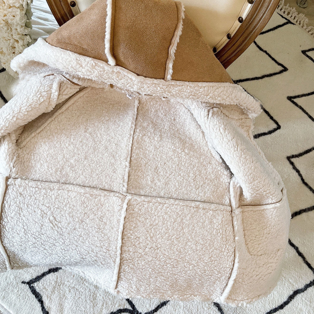 [90~120]リバーシブル風キッズボアフーデッドコート