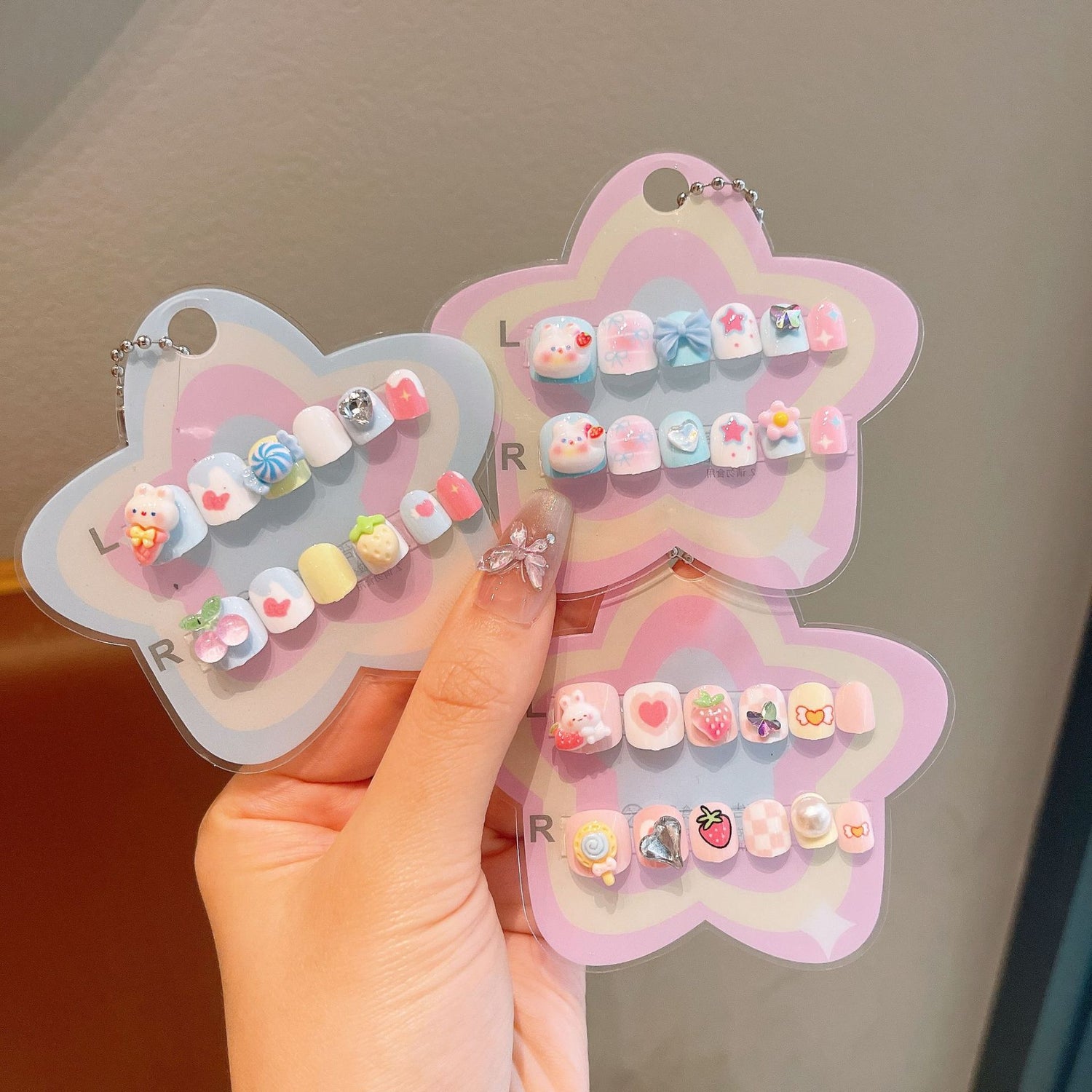 カラフルモチーフ キッズネイルチップ 12枚セット