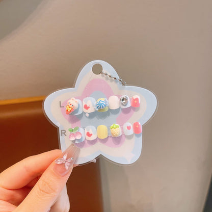 カラフルモチーフ キッズネイルチップ 12枚セット デザイン6